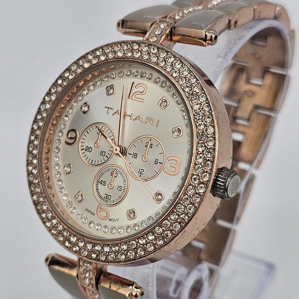 40MM Women's Watch Gray Dial Two Tone Bracelet Band 6.5